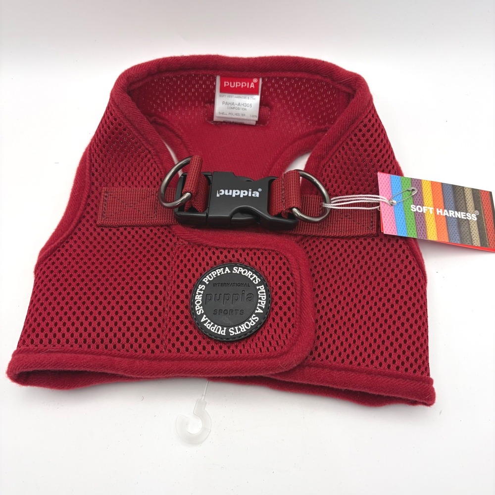 Puppia Soft‎ Vest Harness B Wine Red Air Mesh Step-In Dog Harness Size L
